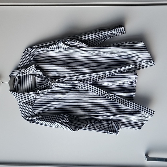 Une Made in Italy Double Strap Neck Oversized Half Open Front Blouse Shirt - Picture 1 of 8